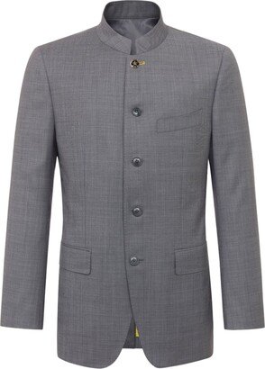 Mandarin-collar single-breasted blazer