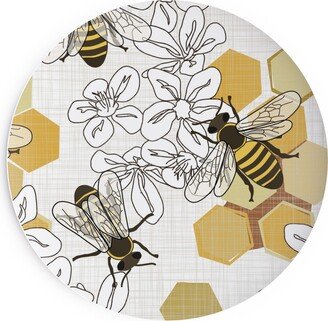 Salad Plates: Save The Honey Bees - Yellow On White Salad Plate, Yellow