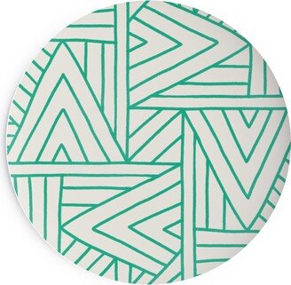 Salad Plates: Angles - Green & White Salad Plate, Green