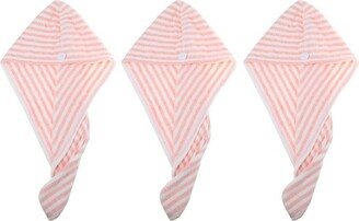 Unique Bargains Soft Hair Towel Wrap Drying Cap Microfiber for Wet Long Thick Curly Hair Pink White 9.84x25.59 Inch 3 Pcs