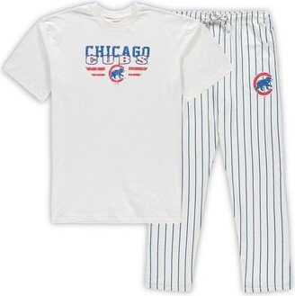 Men's Concepts Sport White and Royal Chicago Cubs Big and Tall Pinstripe Sleep Set - White, Royal