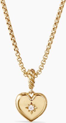 Compass Heart Amulet in 18K Yellow Gold with Center Diamond Women's