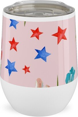 Travel Mugs: 4Th Of July Florals - Pink Stainless Steel Travel Tumbler, 12Oz, Pink