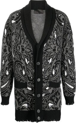 Wool Paisley-Pattern Cardigan