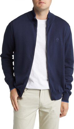 Logo Embroidered Zip Front Cardigan