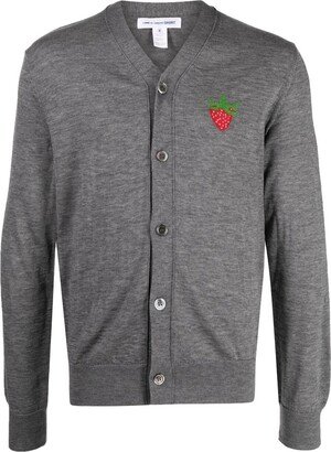 Strawberry Intarsia Knitted Cardigan