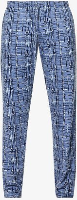 Mens iquid Check Checked Mid-rise Cotton-jersey Trousers