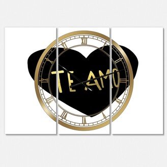 Designart Te Amo Large Glam 3 Panels Wall Clock - 23