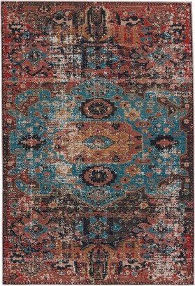 Presia Indoor/Outdoor Medallion Area Rug Red/Teal