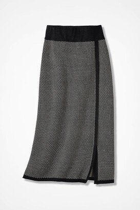 Women's Bird’s-Eye Sweater Skirt - Black - 1X - Plus Size