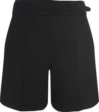 Black Wool High Waisted Shorts