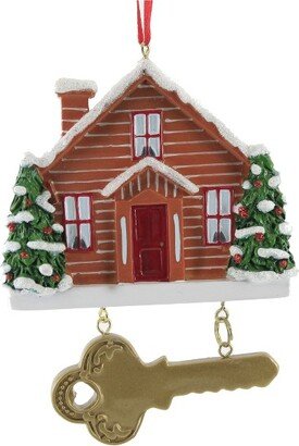 Kurt S. Adler Home With Key - One Ornament 5 Inches - New House Residence - W8474 - Resin - Brown