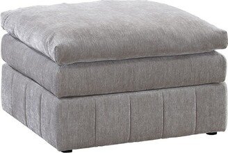 Suede-like Fabric Upholstered Ottoman in Grey