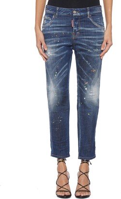 Paint-splatter Distressed Jeans-AC