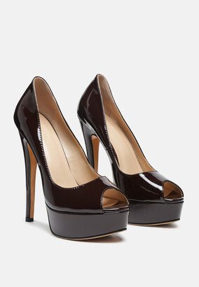 Rag & Co BRIELLE Peep Toe Stiletto Sandals In Espresso