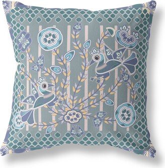 Amrita Sen Designs Amrita Sen Pond Peacock Indoor Outdoor Pillow-AB