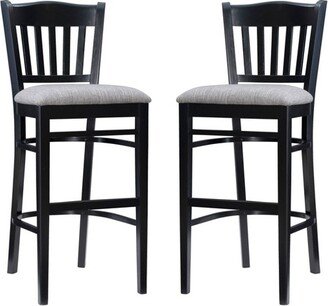 Set of 2 Maryah Slat Back Upholstered Barstools Black