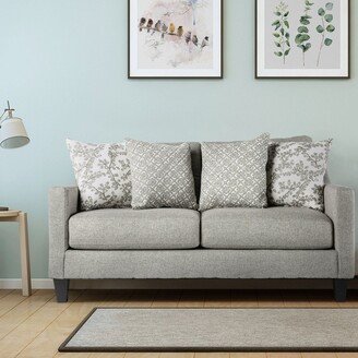 Buff Mid-century Modern Grey Fabric Upholstered Loveseat