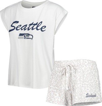 Women's Concepts Sport White, Cream Seattle Seahawks Montana Knit T-shirt and Shorts Sleep Set - White, Cream