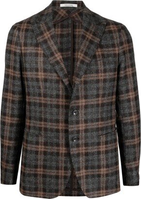 Plaid-Check Pattern Single-Breasted Blazer-AA