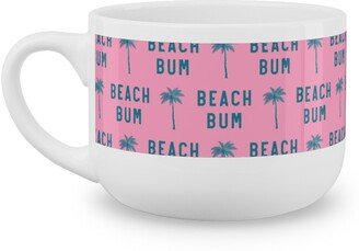 Mugs: Beach Bum - Teal On Pink Latte Mug, White, 25Oz, Pink