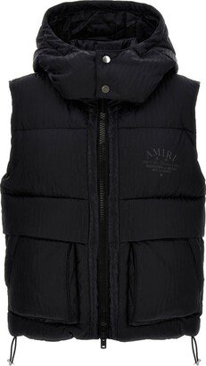 Logo Printed Hooded Padded Vest