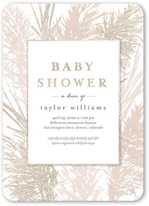 Baby Shower Invitations: Gentle Forest Baby Shower Invitation, Pink, 5X7, Standard Smooth Cardstock, Rounded