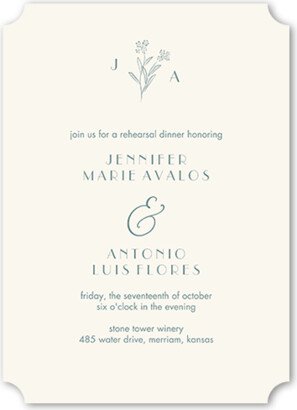 Rehearsal Dinner Invitations: Simple Sprig Rehearsal Dinner Invitation, Blue, 5X7, Pearl Shimmer Cardstock, Ticket