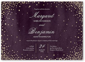 Wedding Invitations: Elegant Sky Wedding Invitation, Purple, 5X7, Pearl Shimmer Cardstock, Square