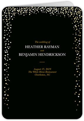 Wedding Program Cards: Sparkling Romance Wedding Program, Black, 5X7, Matte, Folded Smooth Cardstock, Rounded