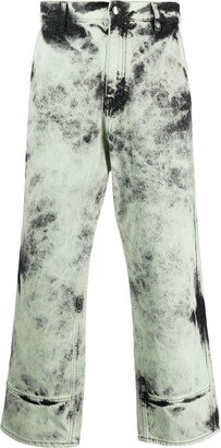 Bleached-Effect Wide-Leg Jeans