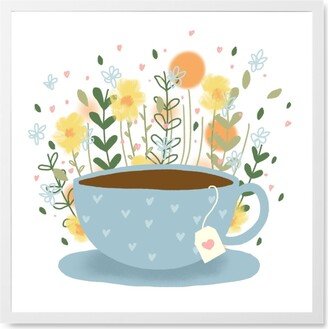 Photo Tiles: Teacup With Flowers - Multi Photo Tile, White, Framed, 8X8, Multicolor