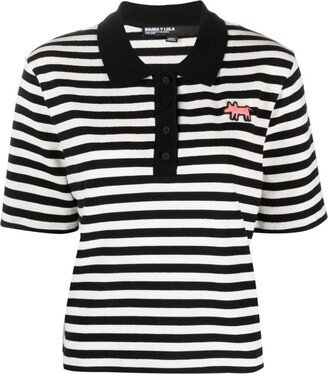 Bimba y Lola Logo-Appliqué Striped Polo Shirt