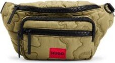 Belt bag with embroidered camouflage pattern