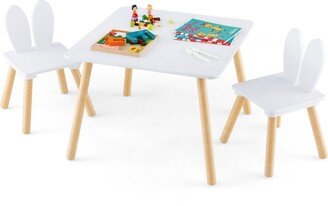 3 Pieces Kids Table & Chairs Set Children Wooden Furniture Set