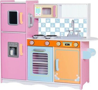 Lil' Jumbl Colored Wooden Kids Kitchen Playset, Pretend Kids Play Kitchen Set - N/A