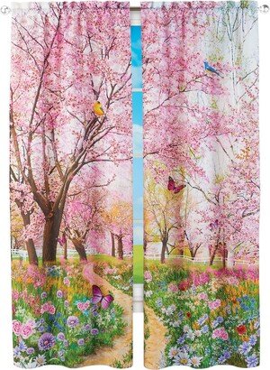 Collections Etc Garden Path Scene Printed Window Drapes - Set of 2