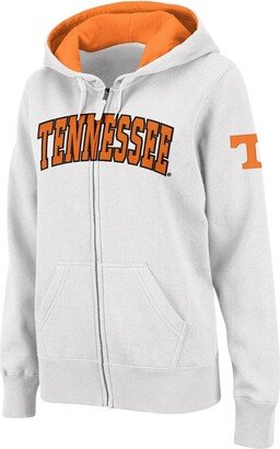 Women's White Tennessee Volunteers Arched Name Full-Zip Hoodie