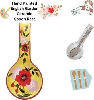 Ceramic Spoon Rest - Hand Painted English Garden