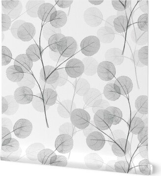 Wallpapers: Round Leaves Wallpaper, 2'X9', Prepasted Removable Smooth, Gray