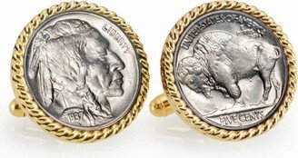 American Coin Treasures Buffalo Nickel Rope Bezel Coin Cuff Links