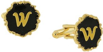 Jewelry 14K Gold-Plated Enamel Initial W Cufflinks