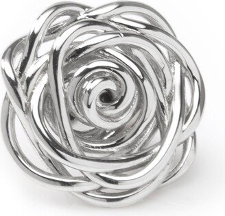 Men's Sterling Silver Rhodium Plated Rose Lapel Pin