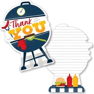 Big Dot Of Happiness Fire Up the Grill - Summer Bbq Picnic Shaped Thank You Cards & Envelopes - 12 Ct