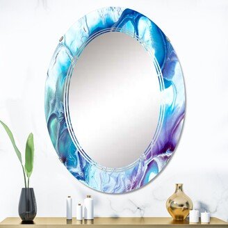 Designart 'Blue And Purple Marble Abstract' Printed Modern Wall Mirror