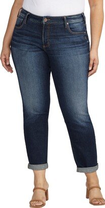 Plus Size Boyfriend Mid Rise Slim Leg Jeans