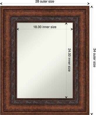 Non-Beveled Bathroom Wall Mirror - Decorative Bronze Frame - Decorative Bronze