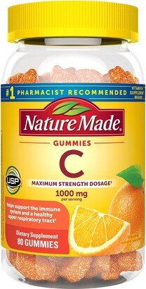 Nature Made Vitamin C Gummies Maximum Strength Dosage Immune Support 1000 mg Per Serving - 80ct