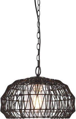 Globe Electric Novogratz x Globe Diego 1-Light Matte Black Woven Fabric Outdoor Plug-In Pendant Light