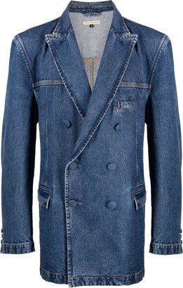 ROMEO HUNTE Double-Breasted Denim Blazer